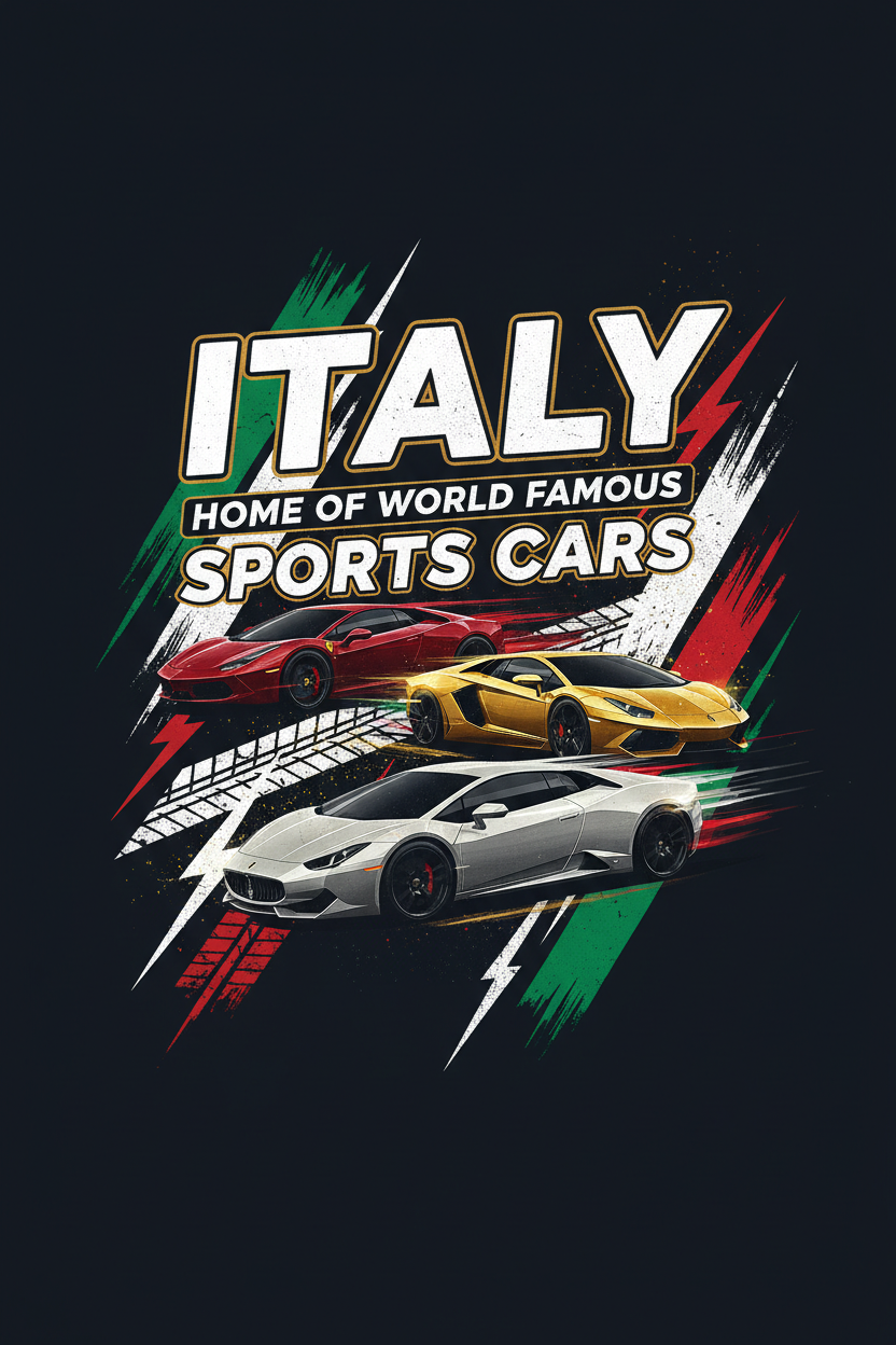 Italy Home of World Famous Sports Cars Tee