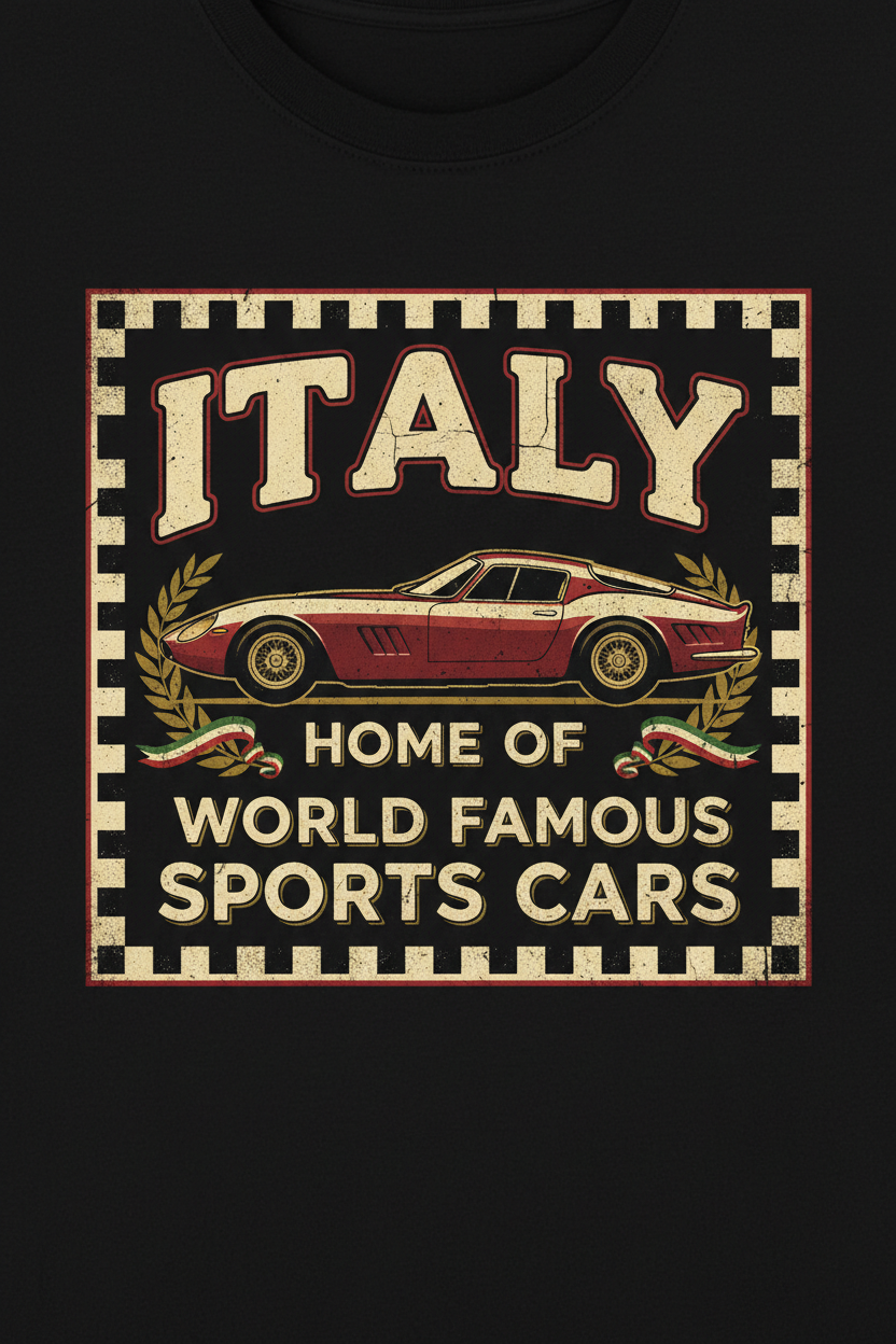 Italy Sports Cars Tee - Vintage Version