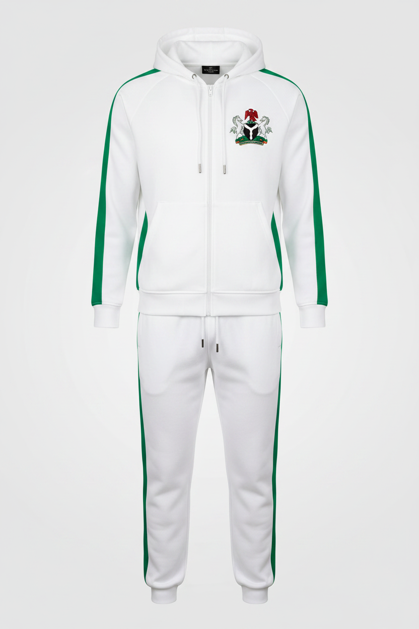 Nigeria White Hoodie Jogging Suit