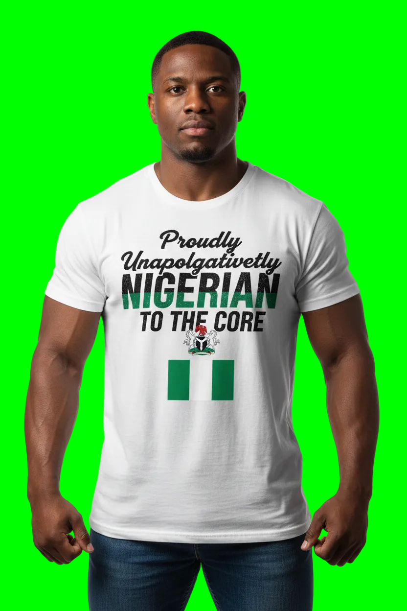 Nigerian to the Core – Premium White Tee